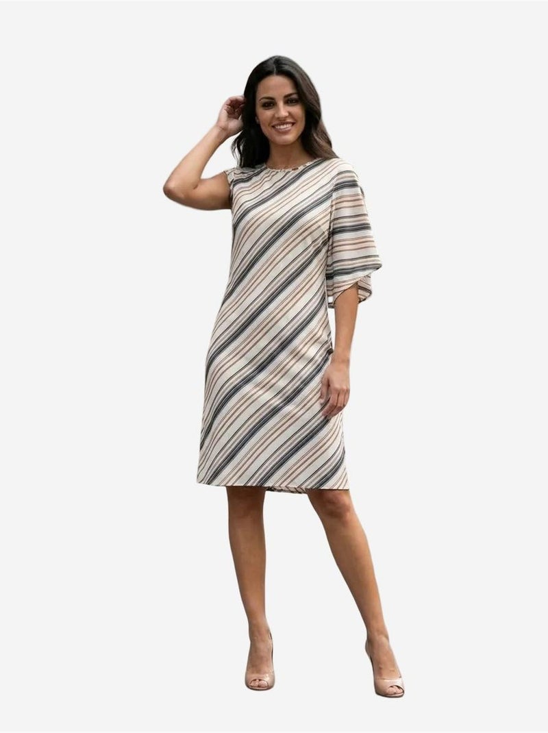 Vestido midi de lyocell a rayas my fashion Marrón claro - Kiabi