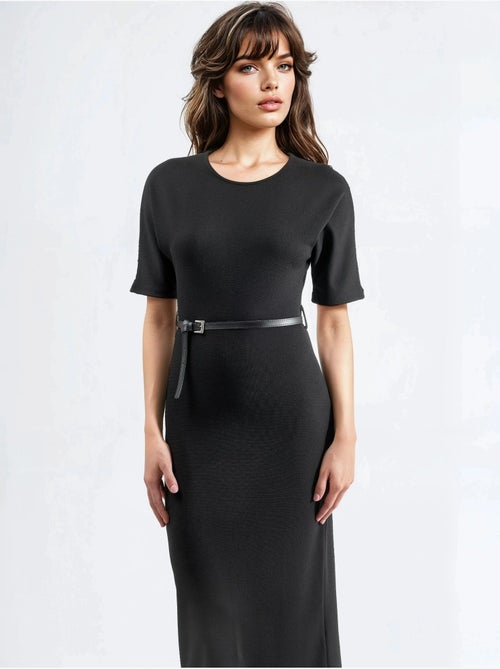 Vestido midi de manga corta con cinturón de busem - Kiabi