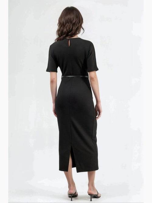 Vestido midi de manga corta con cinturón de busem - Kiabi
