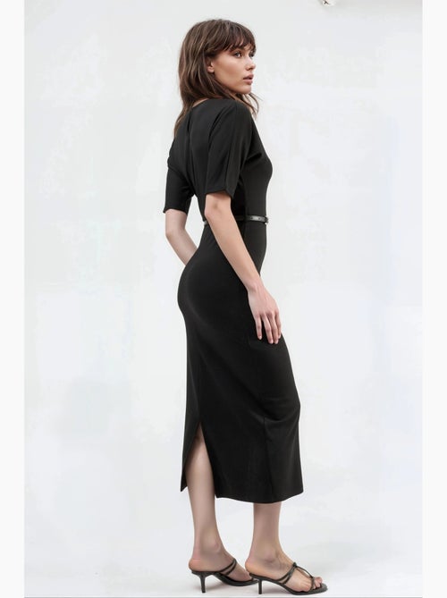 Vestido midi de manga corta con cinturón de busem - Kiabi