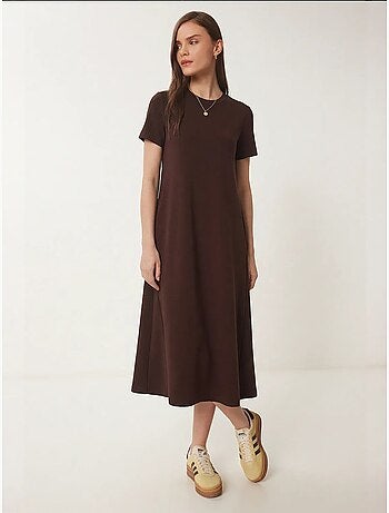 Vestido midi de manga corta y cuello redondo estambul istanbul