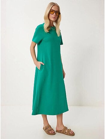 Vestido midi de manga corta y cuello redondo estambul istanbul
