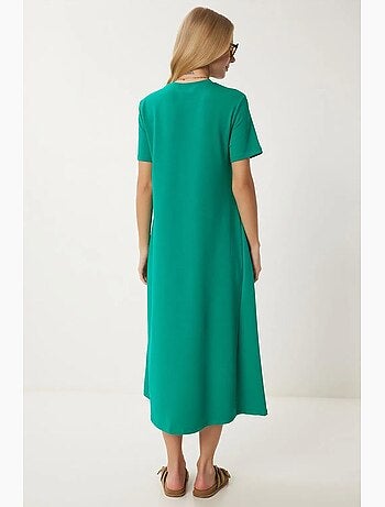 Vestido midi de manga corta y cuello redondo estambul istanbul