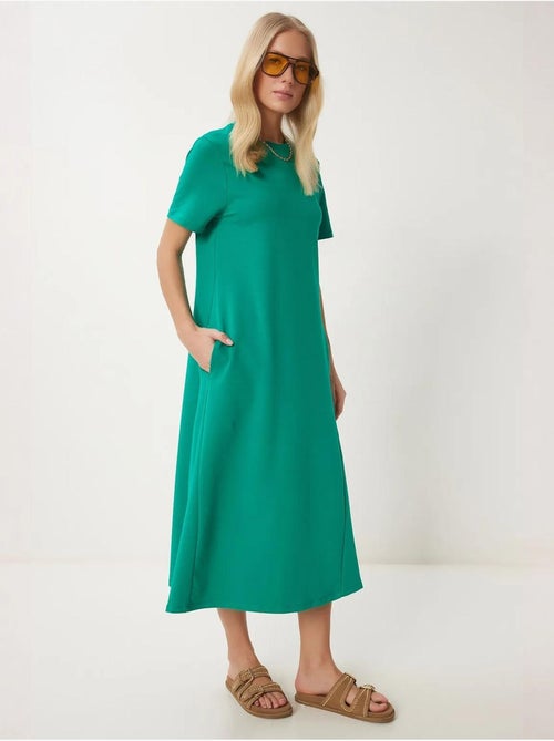 Vestido midi de manga corta y cuello redondo estambul istanbul - Kiabi Vestido midi de manga corta y cuello redondo estambul istanbul - Kiabi