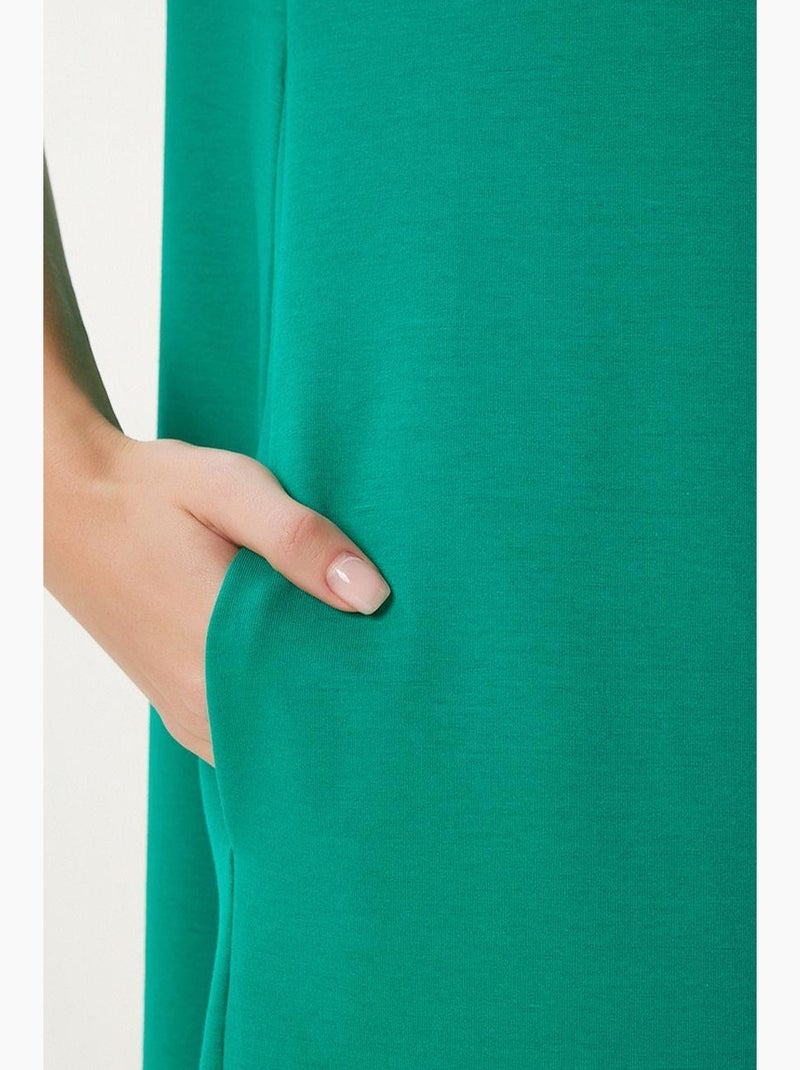 Vestido midi de manga corta y cuello redondo estambul istanbul Verde - Kiabi
