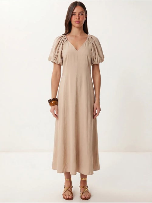 Vestido midi de mujer de línea a con escote en v istanbul - Kiabi Vestido midi de mujer de línea a con escote en v istanbul - Kiabi