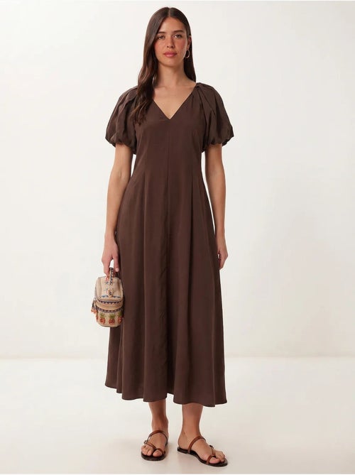 Vestido midi de mujer de línea a con escote en v istanbul - Kiabi