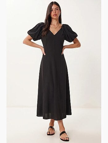 Vestido midi de mujer de línea a con escote en v istanbul
