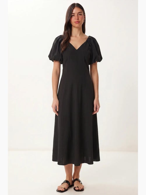 Vestido midi de mujer de línea a con escote en v istanbul - Kiabi Vestido midi de mujer de línea a con escote en v istanbul - Kiabi