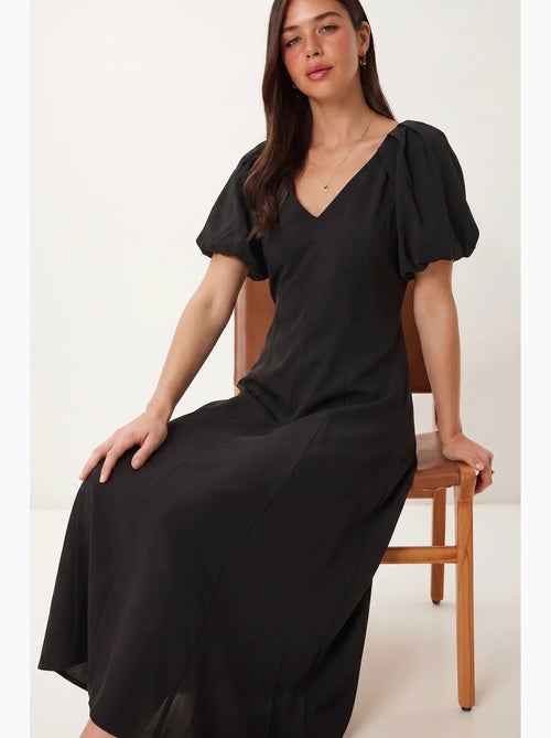 Vestido midi de mujer de línea a con escote en v istanbul - Kiabi Vestido midi de mujer de línea a con escote en v istanbul - Kiabi