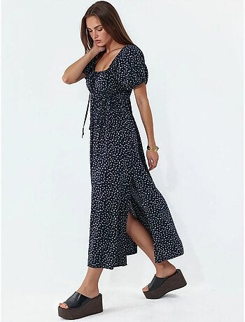 Vestido midi de mujer de popelina de viscosa busem