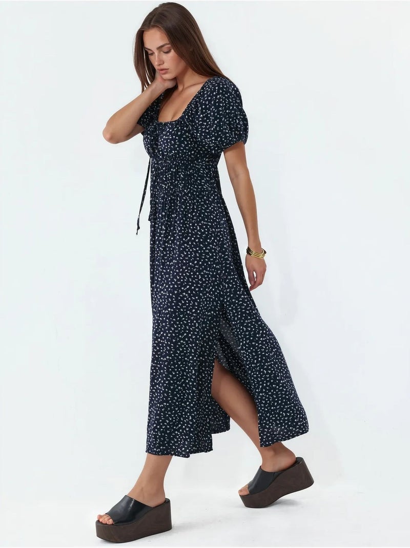Vestido midi de mujer de popelina de viscosa busem Negro - Kiabi