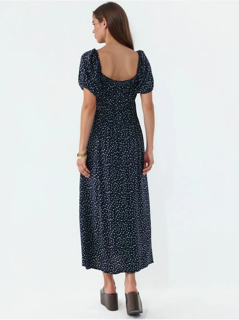 Vestido midi de mujer de popelina de viscosa busem Negro - Kiabi