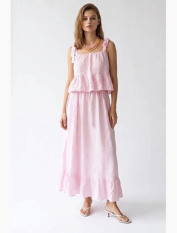 Vestido midi de mujer sin mangas de corte en a mixray