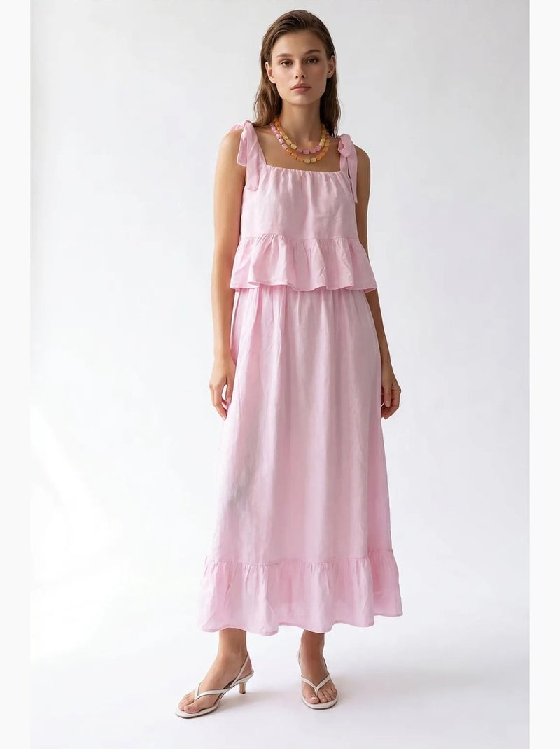 Vestido midi de mujer sin mangas de corte en a mixray Rosa claro - Kiabi
