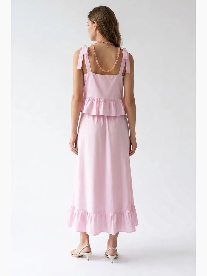 Vestido midi de mujer sin mangas de corte en a mixray Rosa claro - Kiabi
