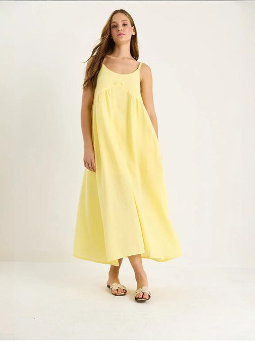 Vestido midi de muselina texturizada con bolsillo lucci - Kiabi Vestido midi de muselina texturizada con bolsillo lucci - Kiabi