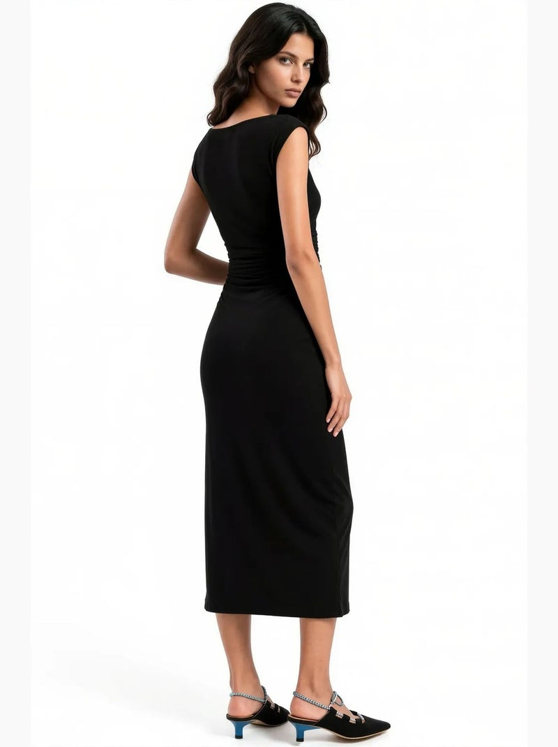 Vestido midi de poliamida y elastano para mujer busem Negro - Kiabi