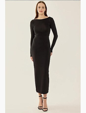 Vestido midi de punto con espalda abierta hiccup