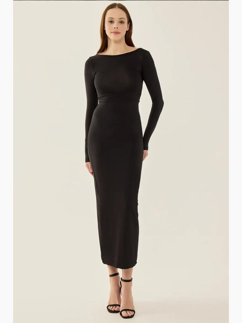 Vestido midi de punto con espalda abierta hiccup Negro - Kiabi