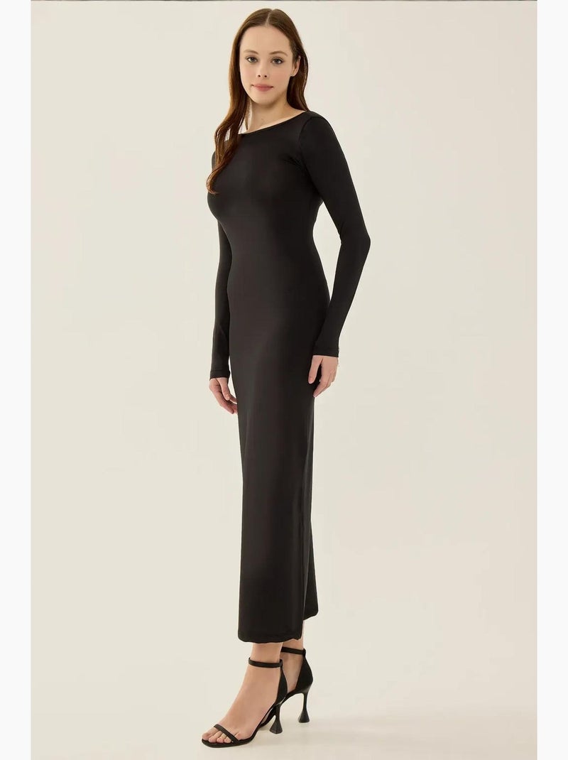 Vestido midi de punto con espalda abierta hiccup Negro - Kiabi