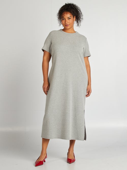 Vestido midi de punto de canalé - Kiabi