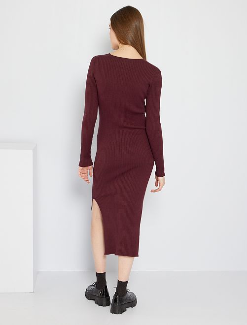 VESTIDO PUNTO CANALÉ - Rojo | ZARA España
