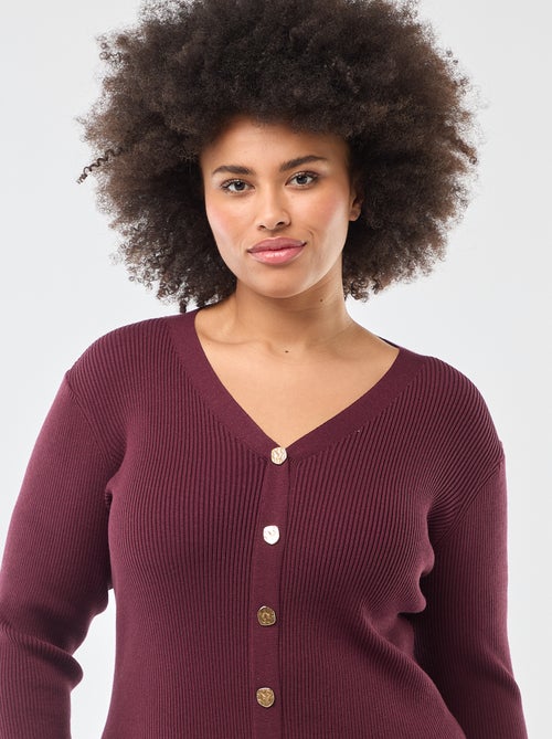 Vestido midi de punto grueso acanalado estilo chaleco - Kiabi