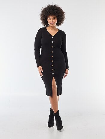 Vestido midi de punto grueso de canalé