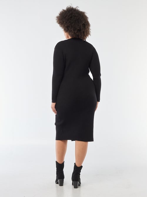 Vestido midi de punto grueso de canalé - Kiabi