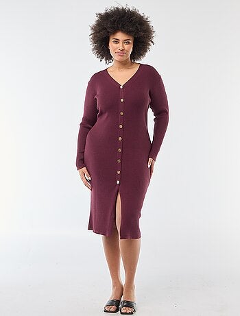 Vestido midi de punto grueso de canalé