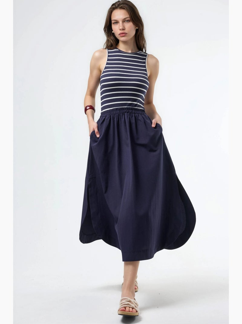 Vestido midi de rayas sin mangas busem Azul marino - Kiabi