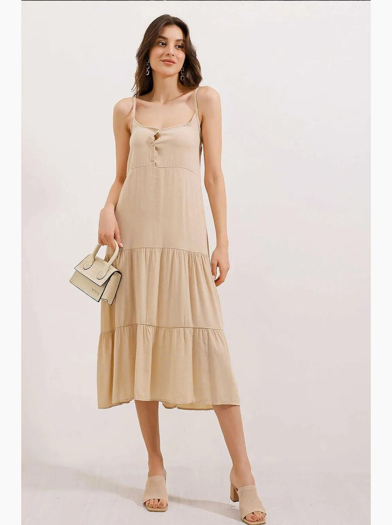 Vestido midi de tirantes bdart Crema - Kiabi