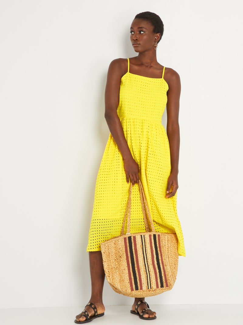 Vestido midi de tirantes finos AMARILLO - Kiabi