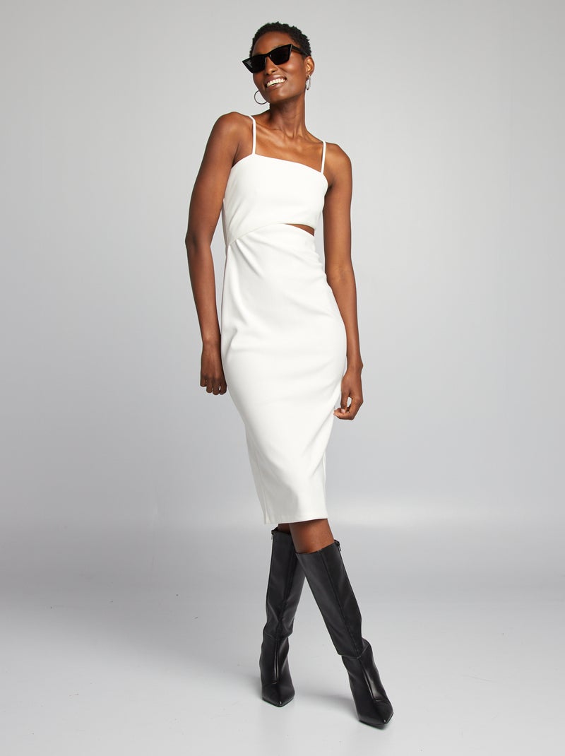 Vestido midi de tirantes finos BLANCO - Kiabi
