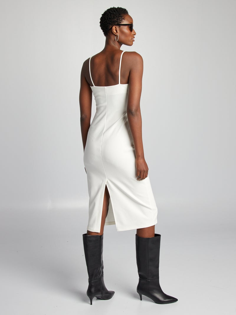 Vestido midi de tirantes finos BLANCO - Kiabi