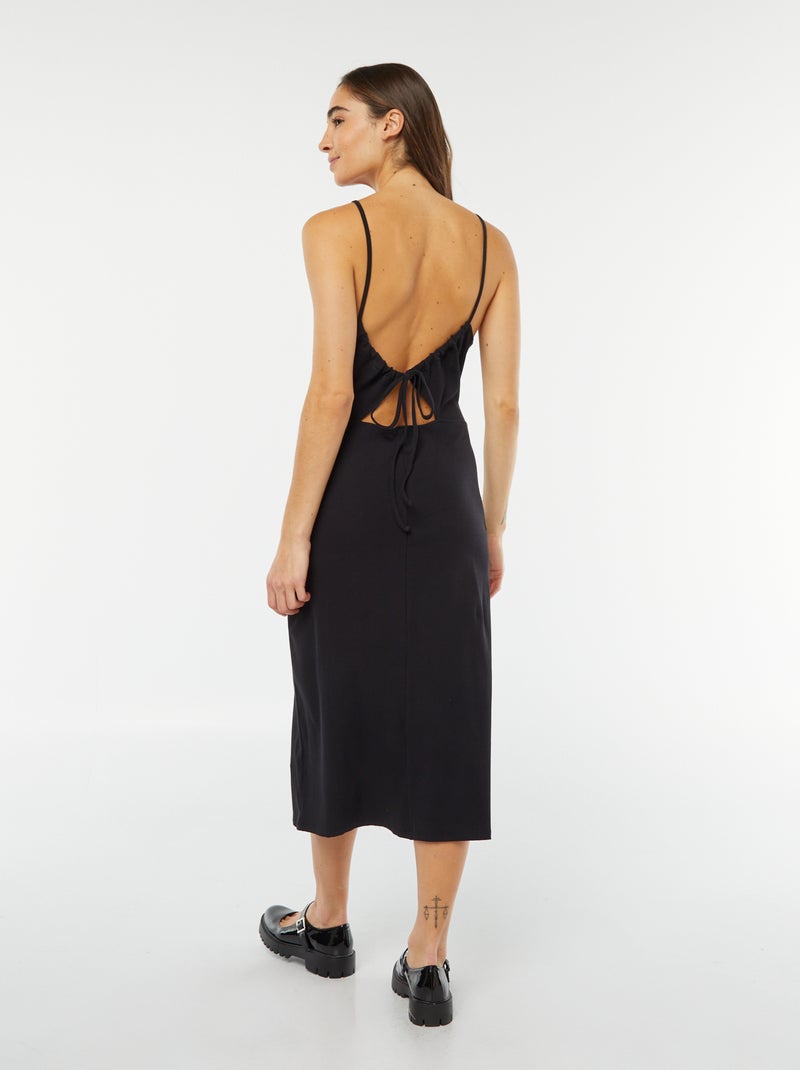Vestido midi de tirantes finos negro - Kiabi