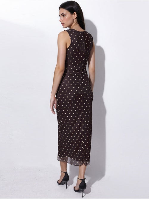 Vestido midi de tul con lunares y cuello redondo - Kiabi
