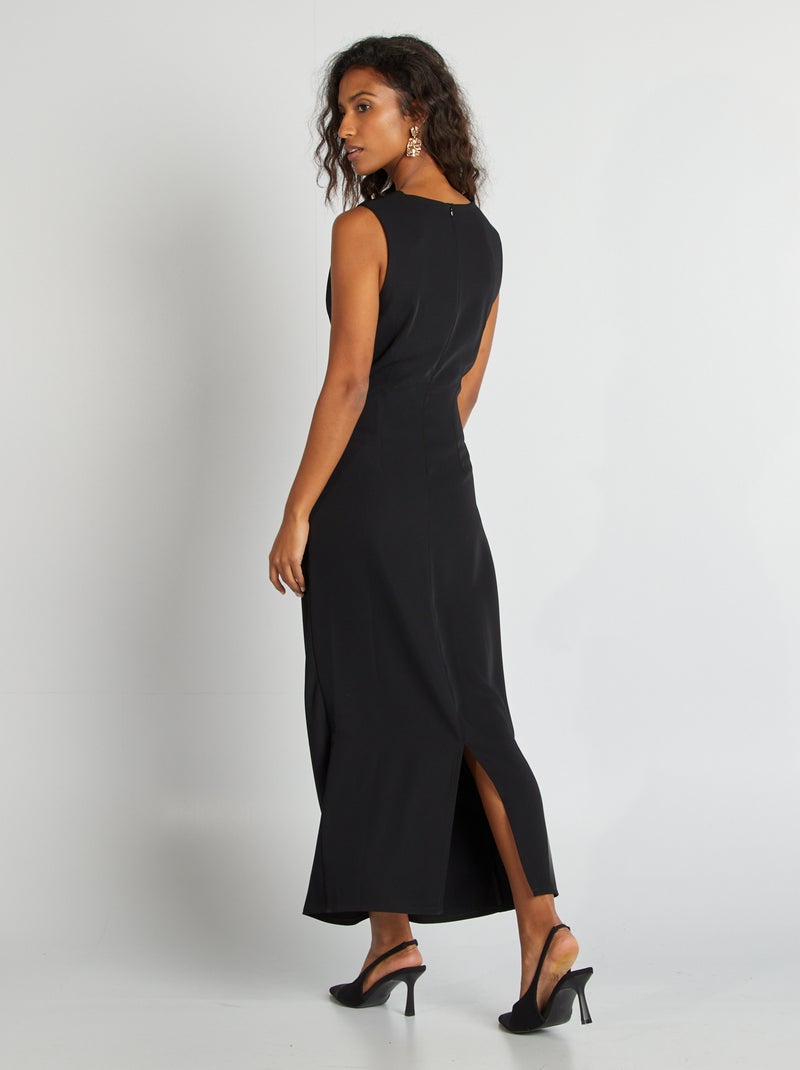 Vestido midi drapeado negro - Kiabi