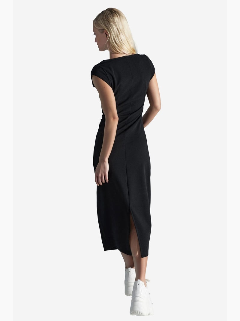 Vestido midi drapeado sin mangas busem Negro - Kiabi