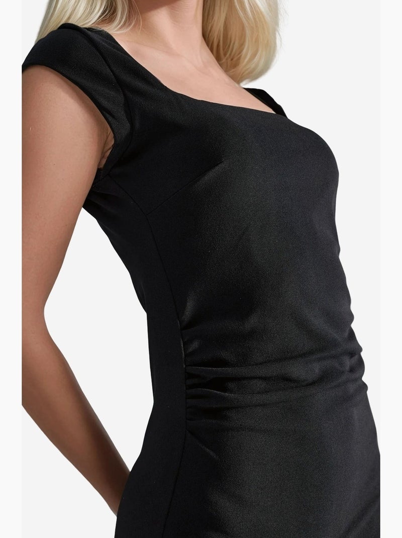 Vestido midi drapeado sin mangas busem Negro - Kiabi
