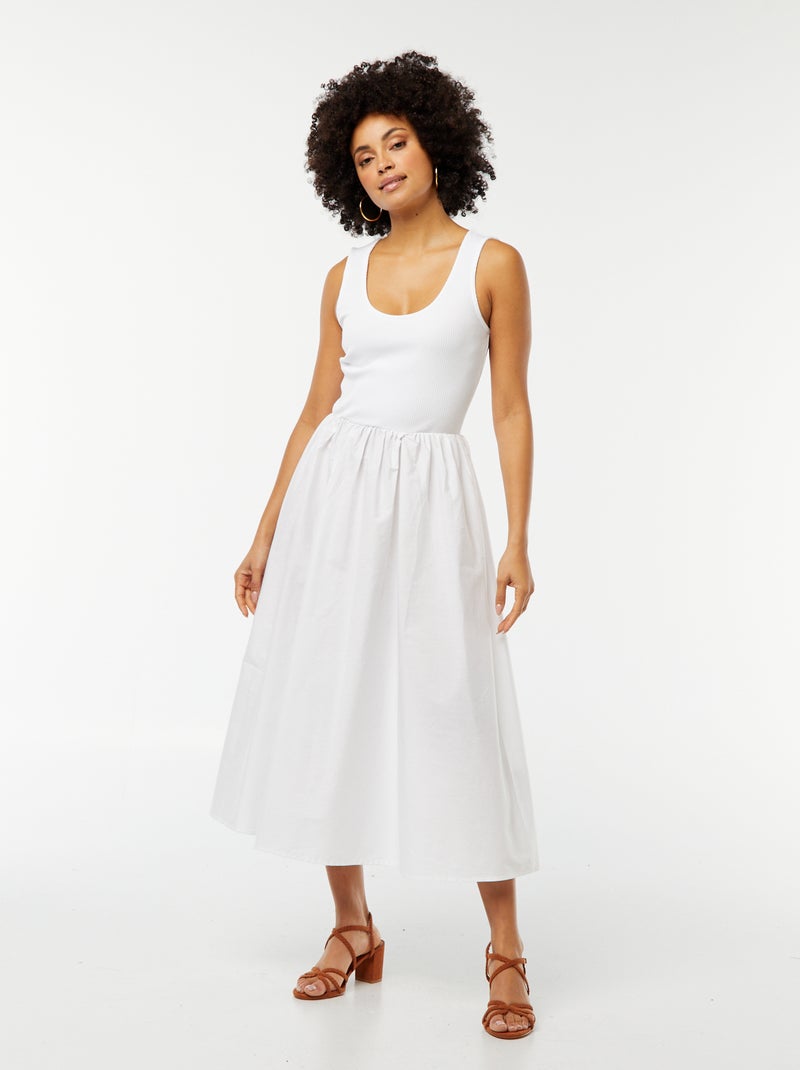 Vestido midi efecto 2 en 1 BLANCO - Kiabi