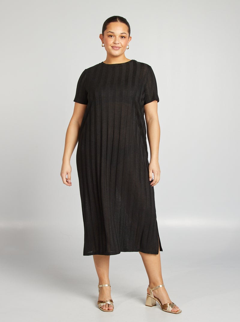 Vestido midi elástico negro - Kiabi