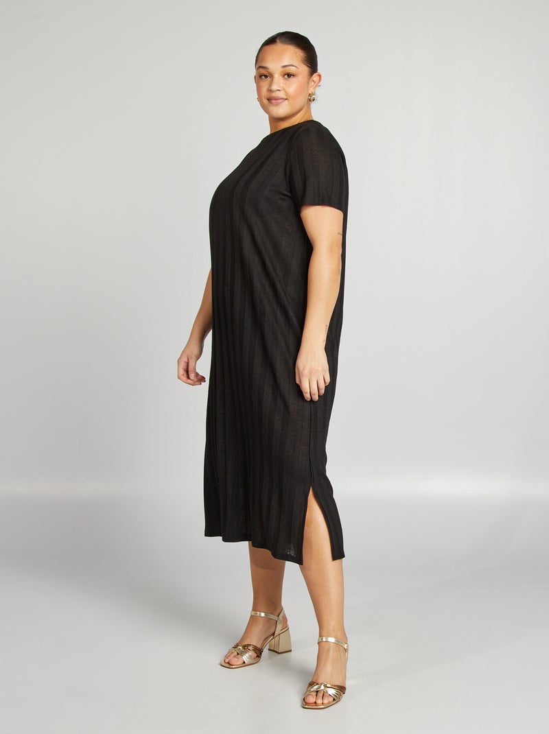 Vestido midi elástico negro - Kiabi