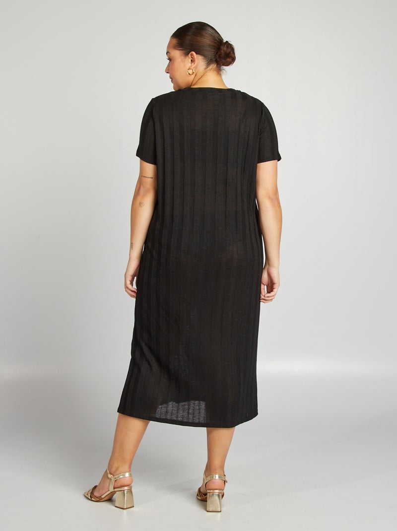 Vestido midi elástico negro - Kiabi