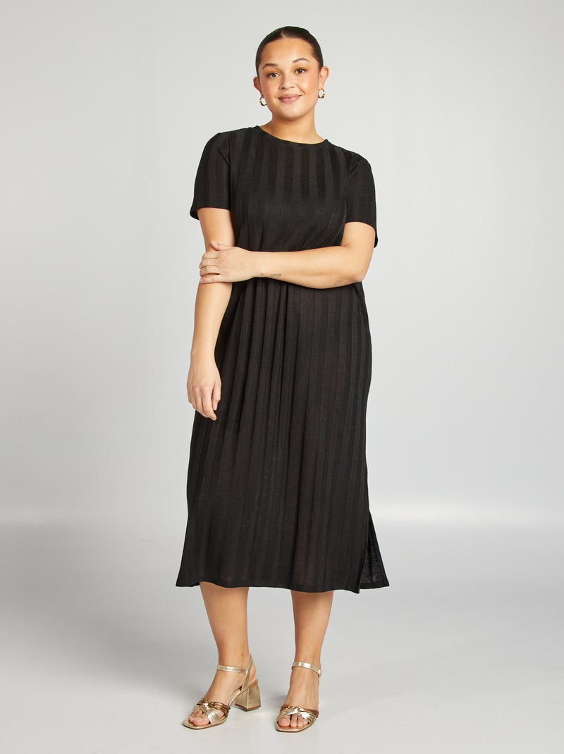 Vestido midi elástico negro - Kiabi