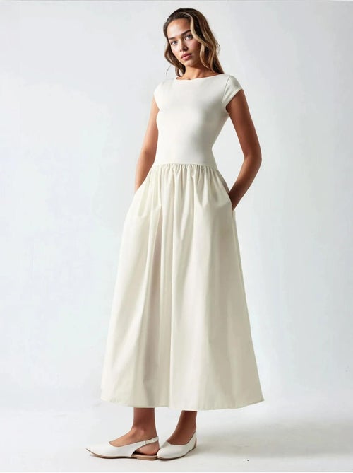 Vestido midi en contraste hiccup - Kiabi Vestido midi en contraste hiccup - Kiabi