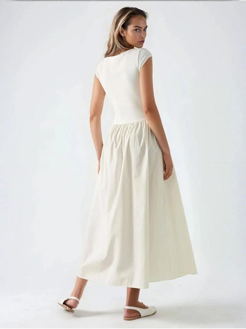 Vestido midi en contraste hiccup - Kiabi Vestido midi en contraste hiccup - Kiabi