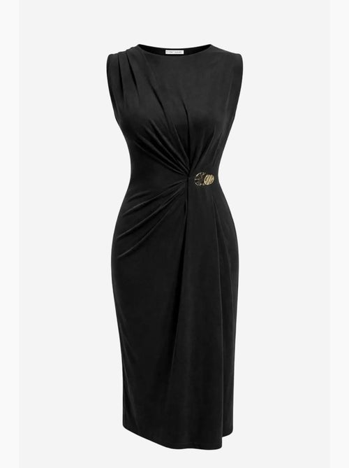 Vestido midi entallado con cuello redondo mixray - Kiabi Vestido midi entallado con cuello redondo mixray - Kiabi