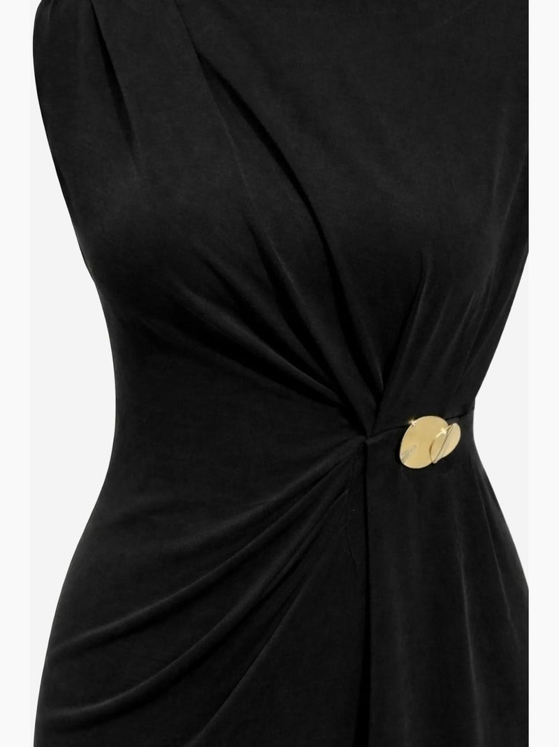 Vestido midi entallado con cuello redondo mixray Negro - Kiabi